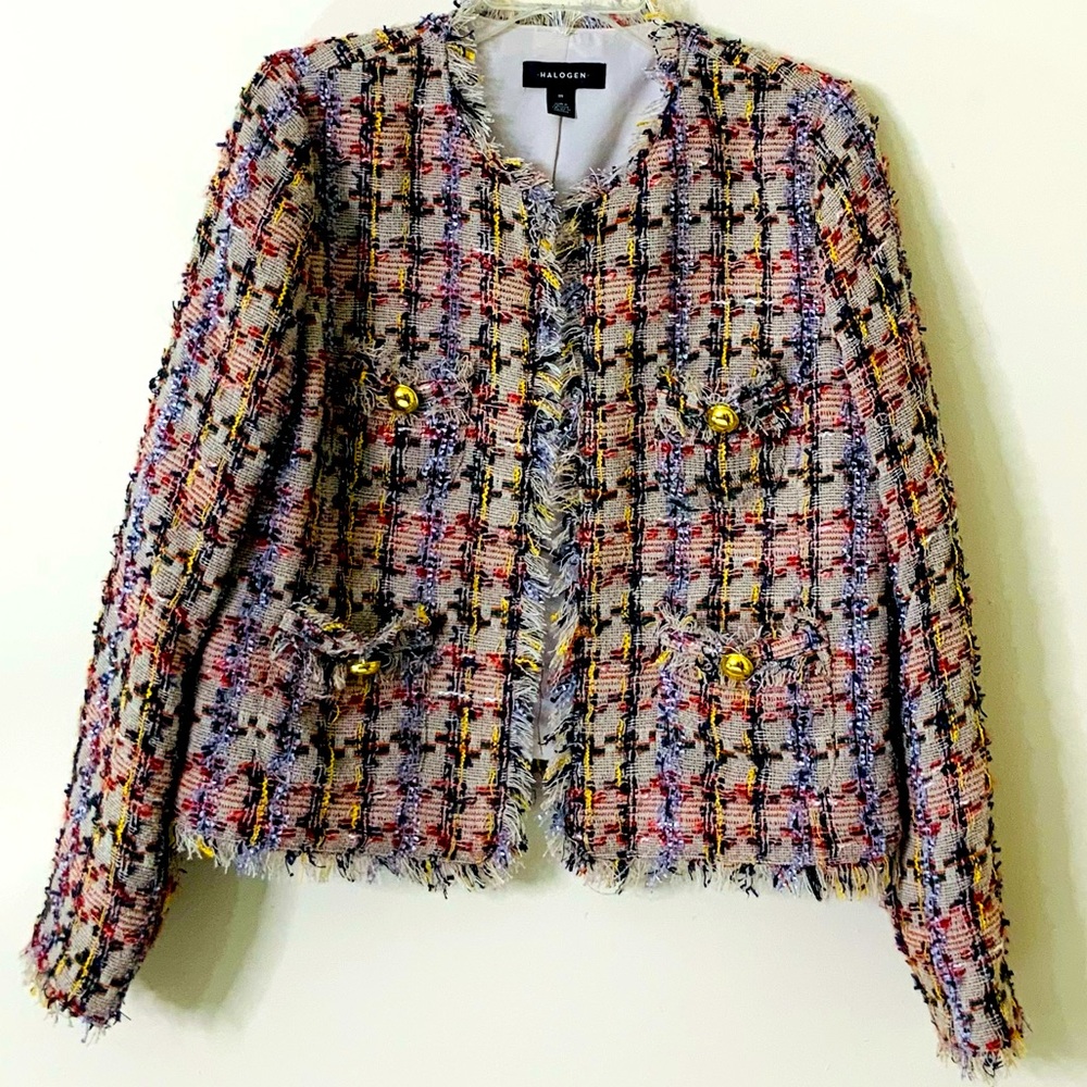 Halogen Frayed Edges Cropped Jacket